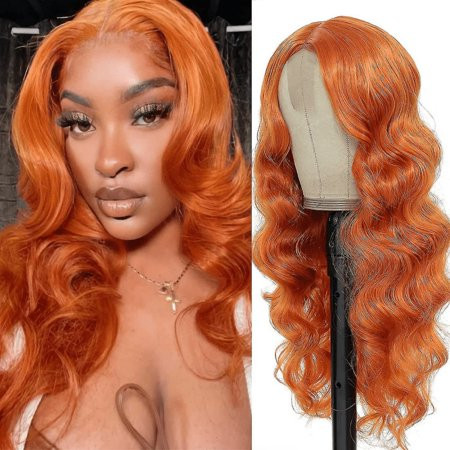 Gift Very cute 24 Orange Lace Front Wig Body Wave Synthetic Hair Wigs Long Wavy Lace Front Wig Ginger Orange Lace Wig compatible Black Women Fake Scalp Middle Part Lace Wi | Walmart (US)