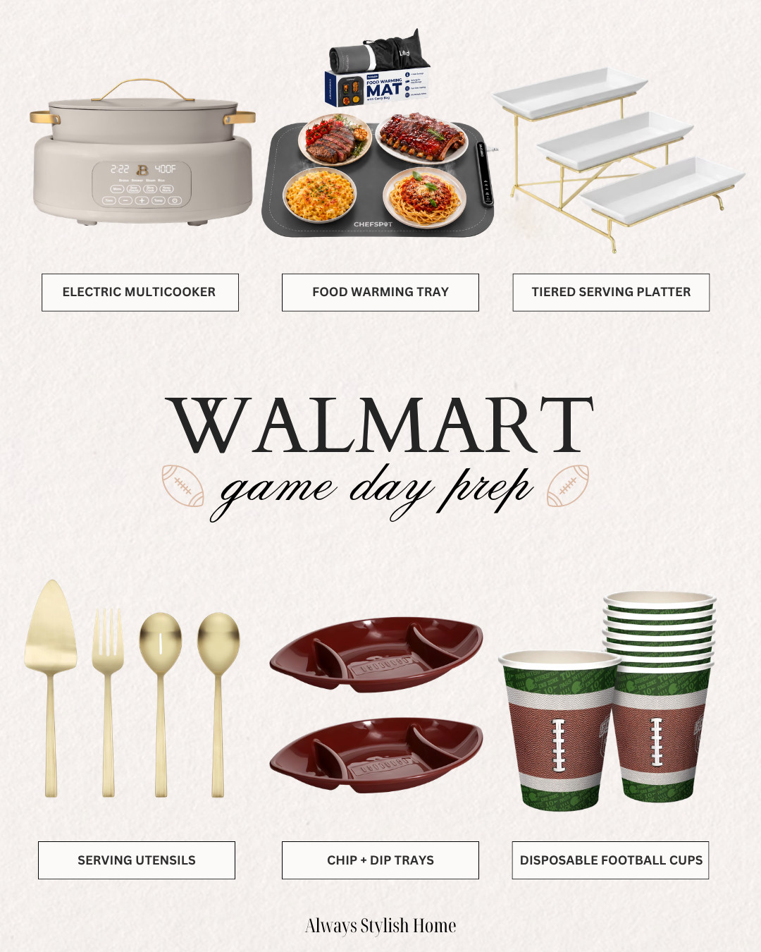 🏈🍂 Walmart Game Day Finds! Getting ready for football season with affordable kitchen, cooking + hosting finds from Walmart! From easy game day serving essentials and snack trays to kitchen must-haves and cute hosting pieces, these finds make your football watch party setup so easy. 🙌

Perfect for football Sundays, tailgating, game day parties, appetizers + dips, and fall entertaining — without spending a fortune! 🤎

#WalmartFinds #WalmartHome #GameDayFinds #FootballSeason #GameDayFood #GameDayHosting #FootballParty #WalmartKitchen #FallHosting #LTKHome
 

 #LTKfoodie #LTKSeasonal #LTKHome