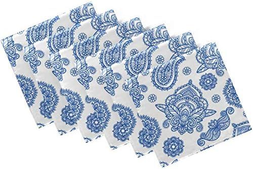 ZzWwR Beautiful Boho Paisley Pattern Cloth Napkins, Set of 6 20 x 20 Inch Soft & Comfortable Polyest | Amazon (US)