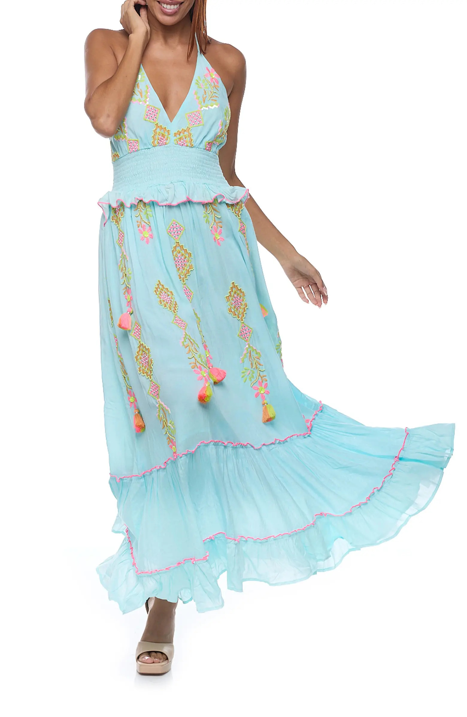 RANEES Halter Cotton Maxi Dress | Nordstromrack | Nordstrom Rack