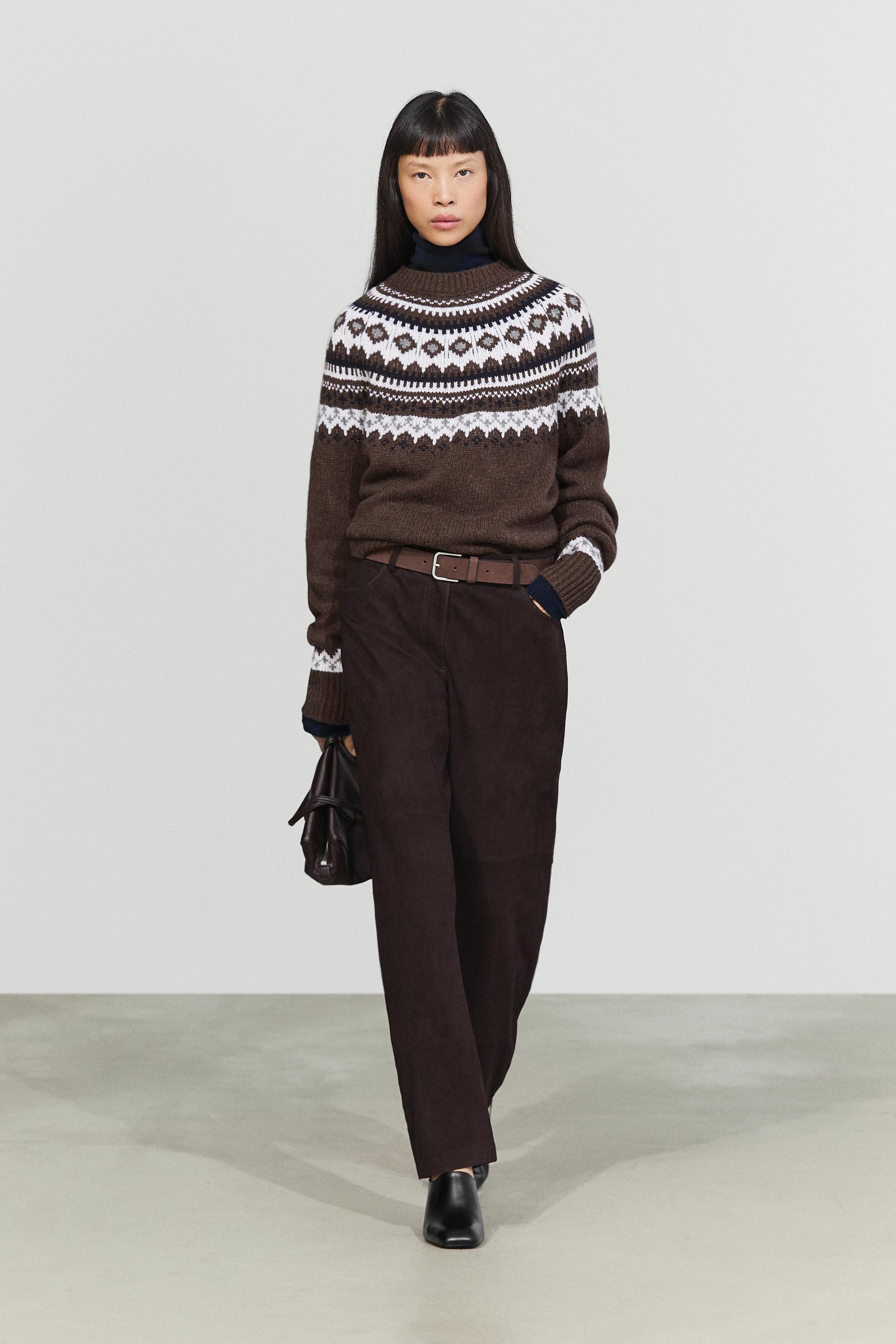 Wool blend jacquard knit sweater | Massimo Dutti UK