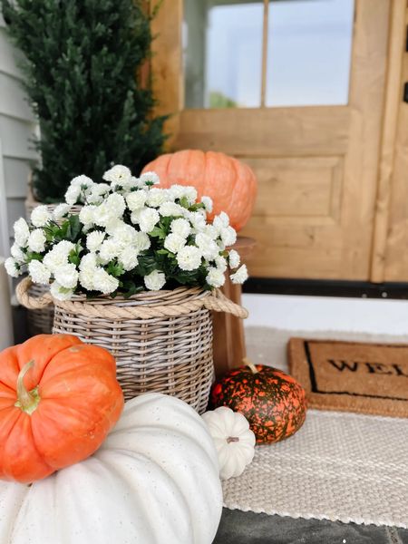 Faux Mums - USE CODE RED20 for 20% off | White Mum Bush | Fall Front Porch Decor | Linking several retailers that sell the mums below!

#LTKhome #LTKSeasonal