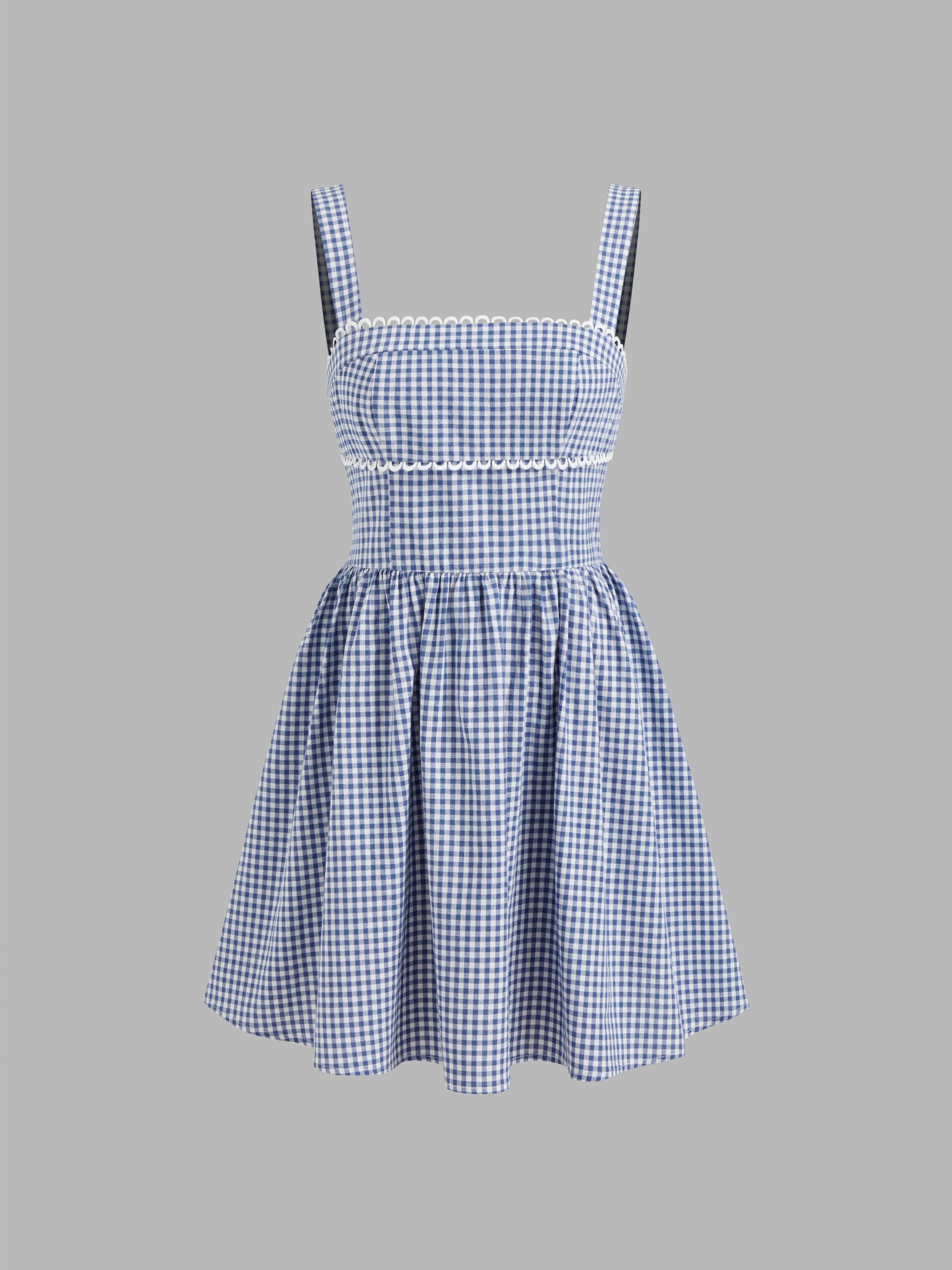 Woven Gingham Ruffle Mini Dress For Daily Casual Picnic | Cider