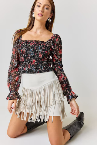Mataline Fringe Faux Suede Mini Skirt | Francesca's