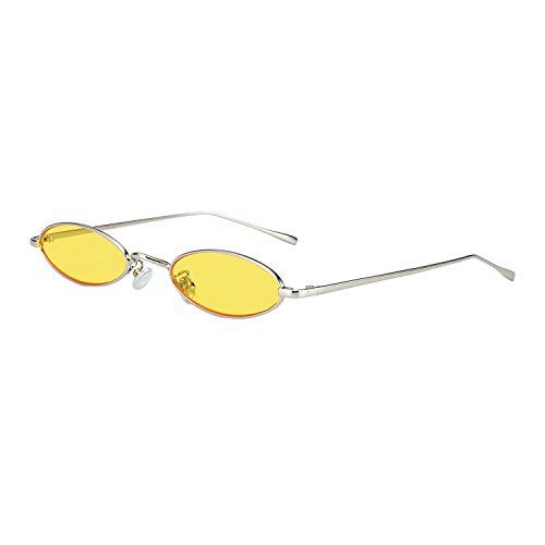 ROYAL GIRL Vintage Oval Sunglasses For Women Men Unisex Fashion Small Metal Frames Glasses(C39-Slive | Amazon (US)