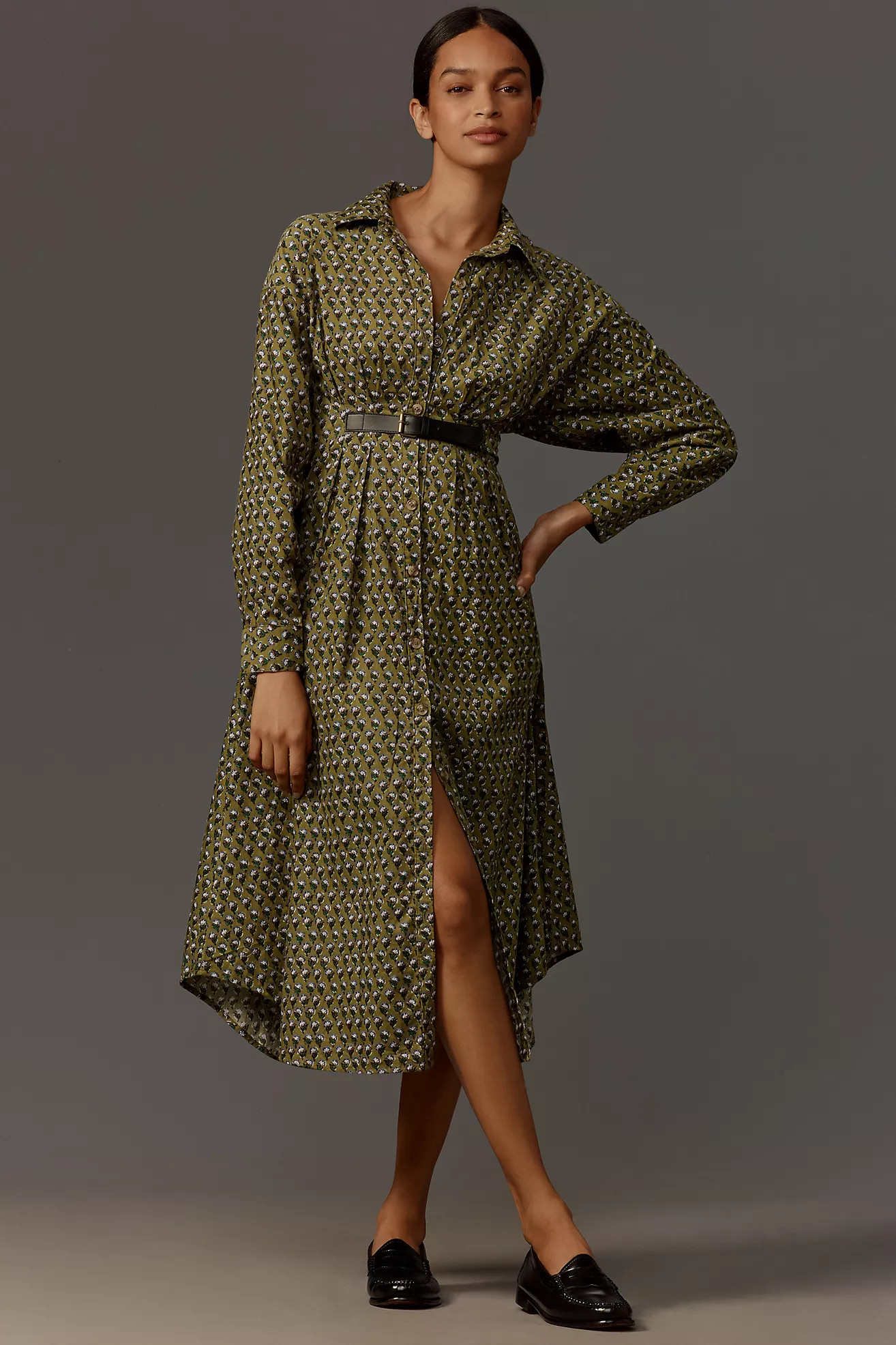 By Anthropologie Belted Corduroy Midi Shirt Dress | Anthropologie (UK)