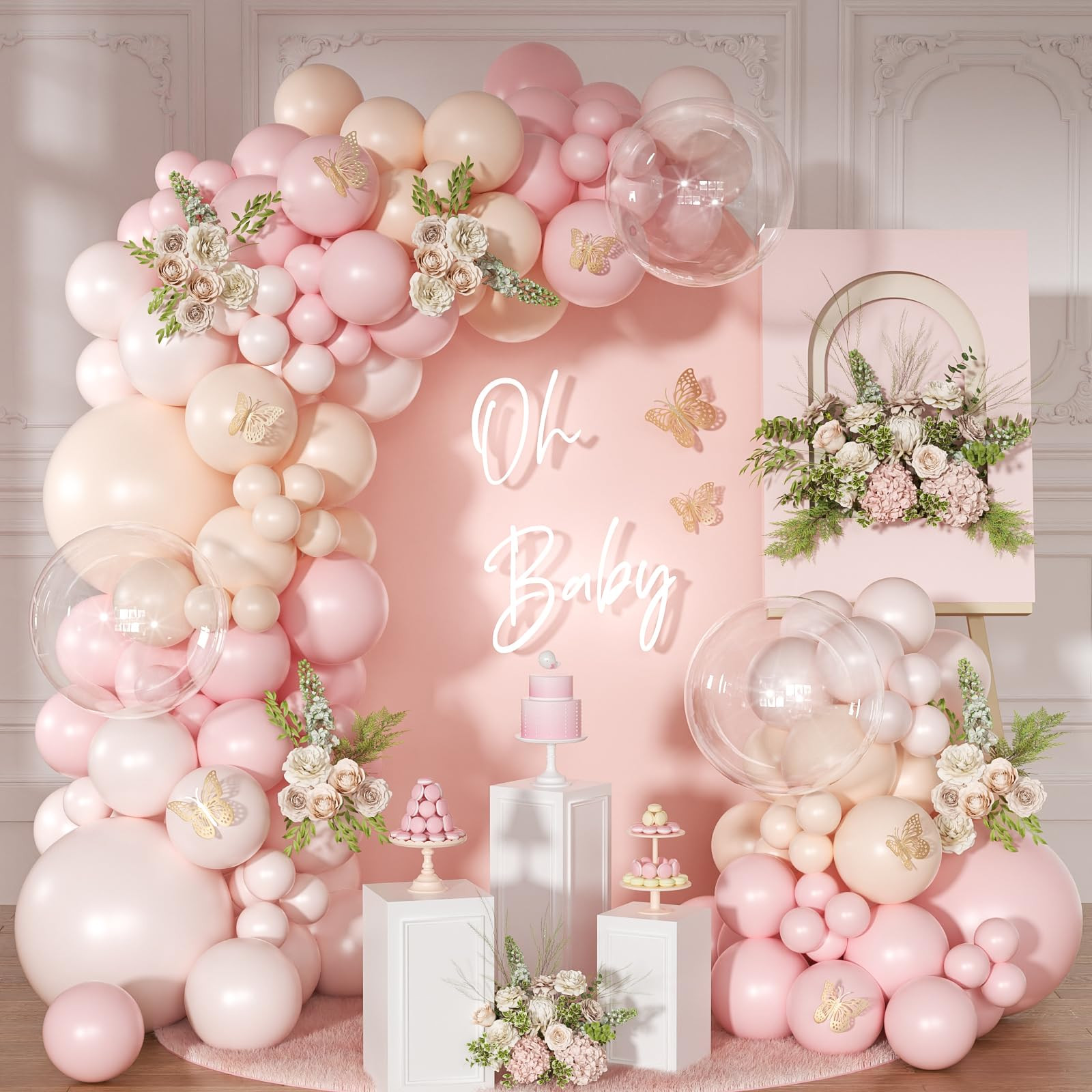 Pink Balloon Arch Kit 126 Pcs Light Pastel Pink Sand Balloon Garland Kit Include Macaron Orange B... | Amazon (US)