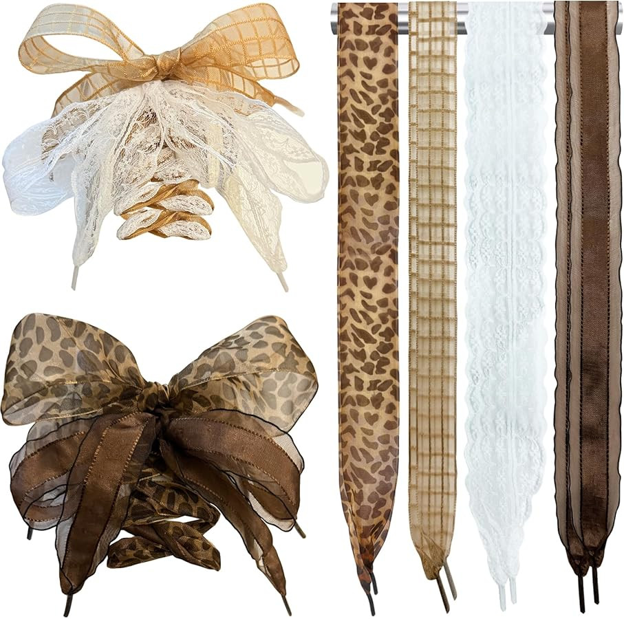 4 Pairs Shoe Laces for Sneakers,Fashion Soft Satin Ribbon Shoelaces for Women Girls,Casual Shoes ... | Amazon (US)