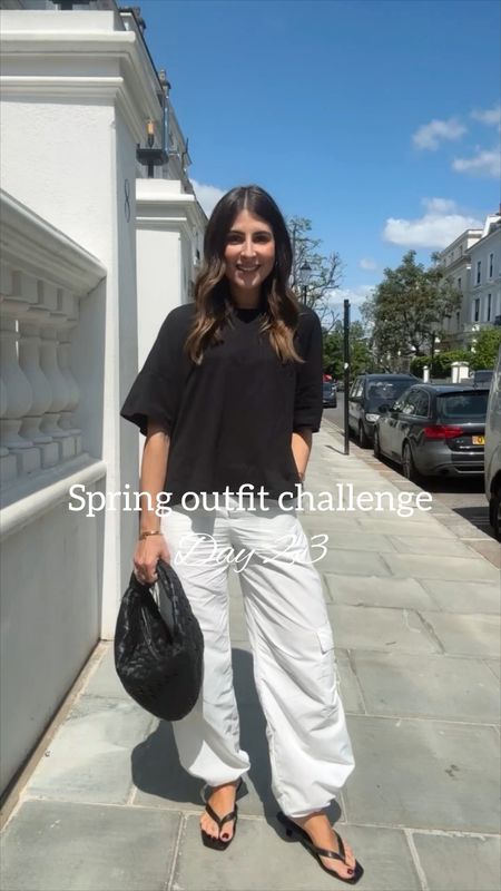 30 days of Spring outfits- Day 23 🤍
Loewe T-shirt | Zara parachute trousers | Bottega Veneta Jodie bag | Toteme mules | Arket hoops

#LTKFind #LTKstyletip #LTKeurope