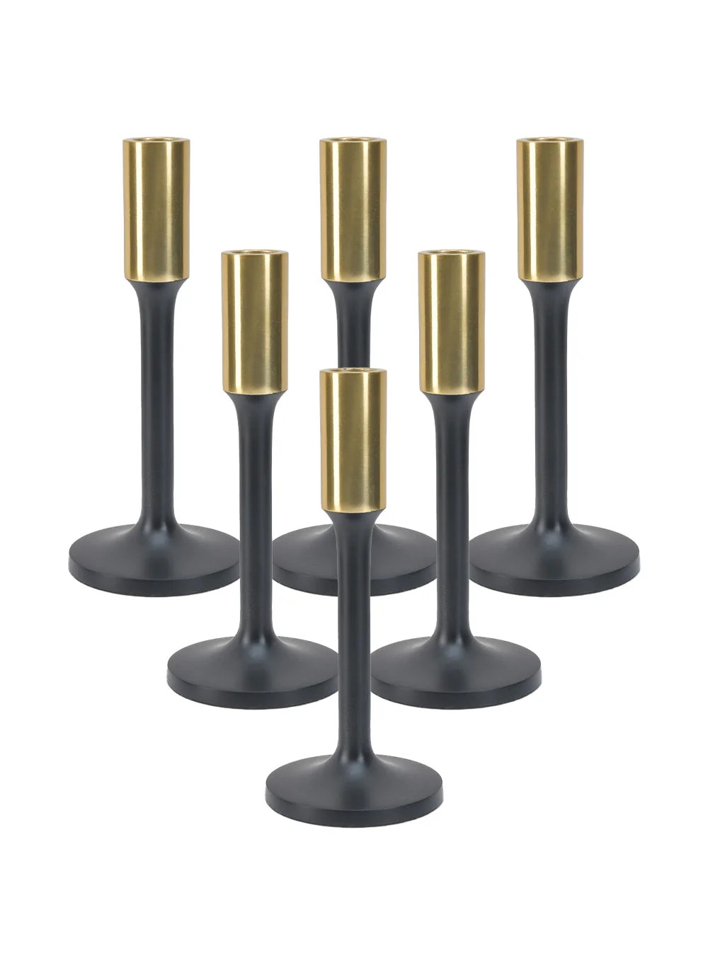 Serene Spaces Living 8.5" Dual-Tone Taper Candlestick Holder, Modern, Pack of 6 | Walmart (US)