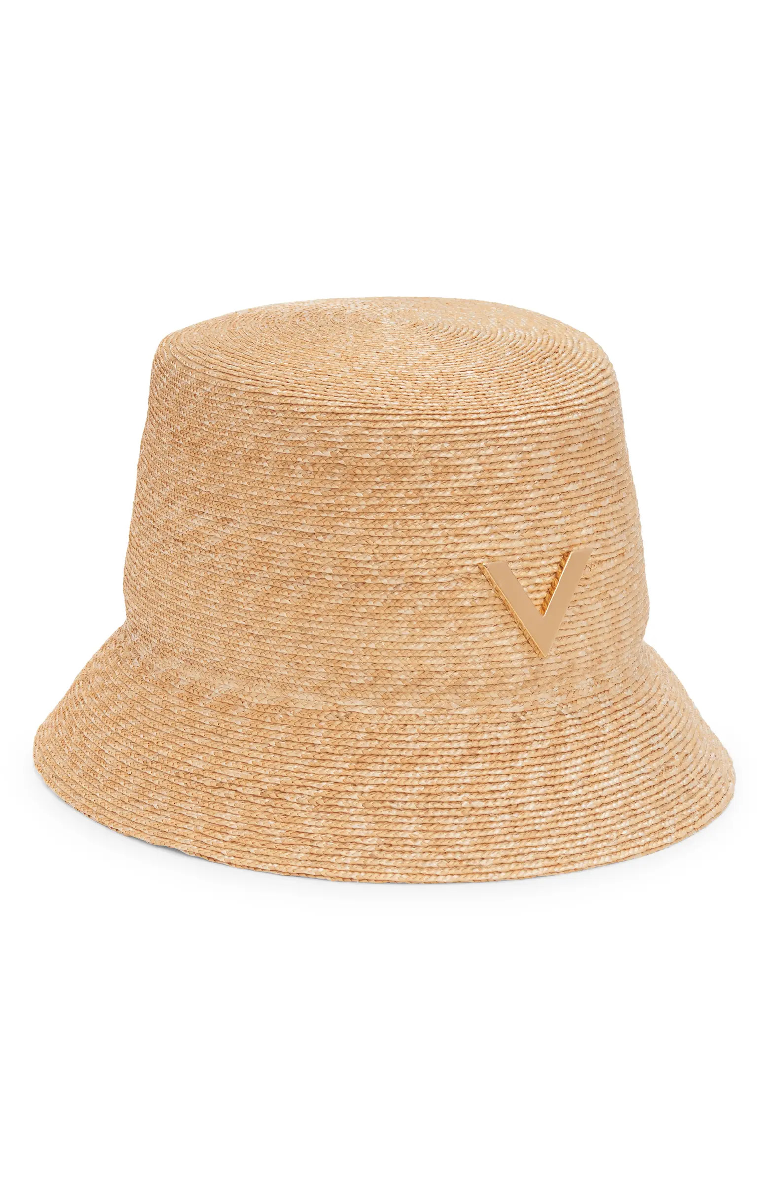 Logo Plaque Straw Bucket Hat | Nordstrom