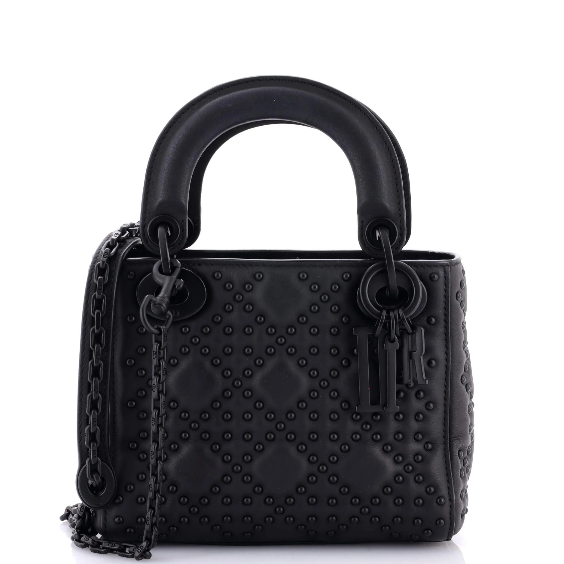 Ultra Matte Lady Dior Chain Bag Cannage Studded Lambskin Mini | Shop Simon
