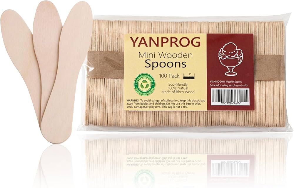 Mini Wooden Spoons Small Tasting Spoons 3" Ice Cream Spoons 100Pcs, Natural Birch Biodegradable C... | Amazon (US)
