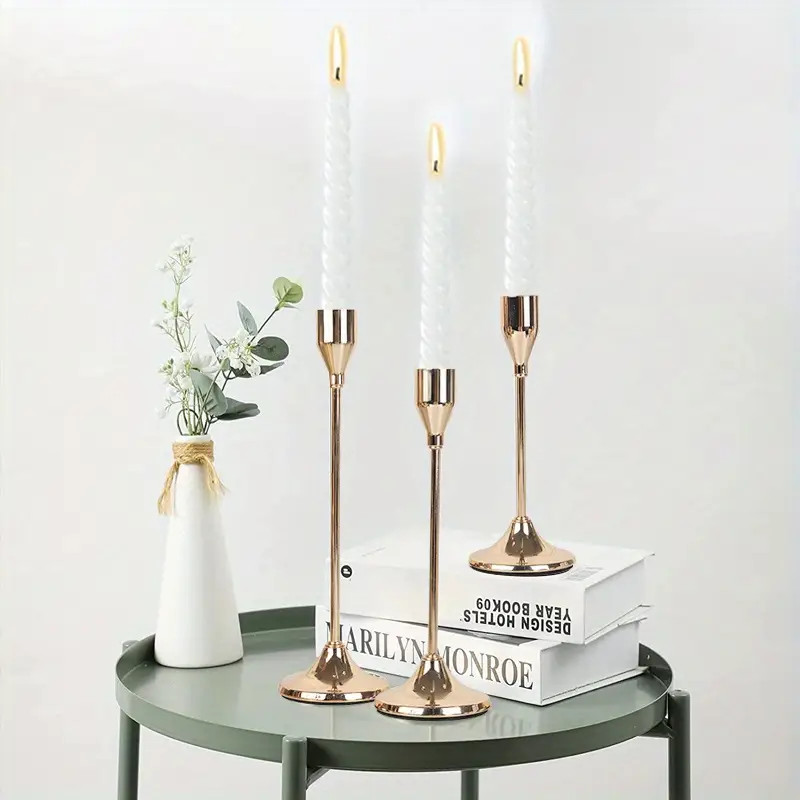3pc Simple Single Head Candle Holder Electroplated Iron Ornaments Romantic European Home Candleli... | Temu Affiliate Program