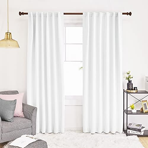 Deconovo 50% Light Blocking Curtains - Back Tab Rod Pocket Drapes and Curtains (52x95 Inch, White, 2 | Amazon (US)