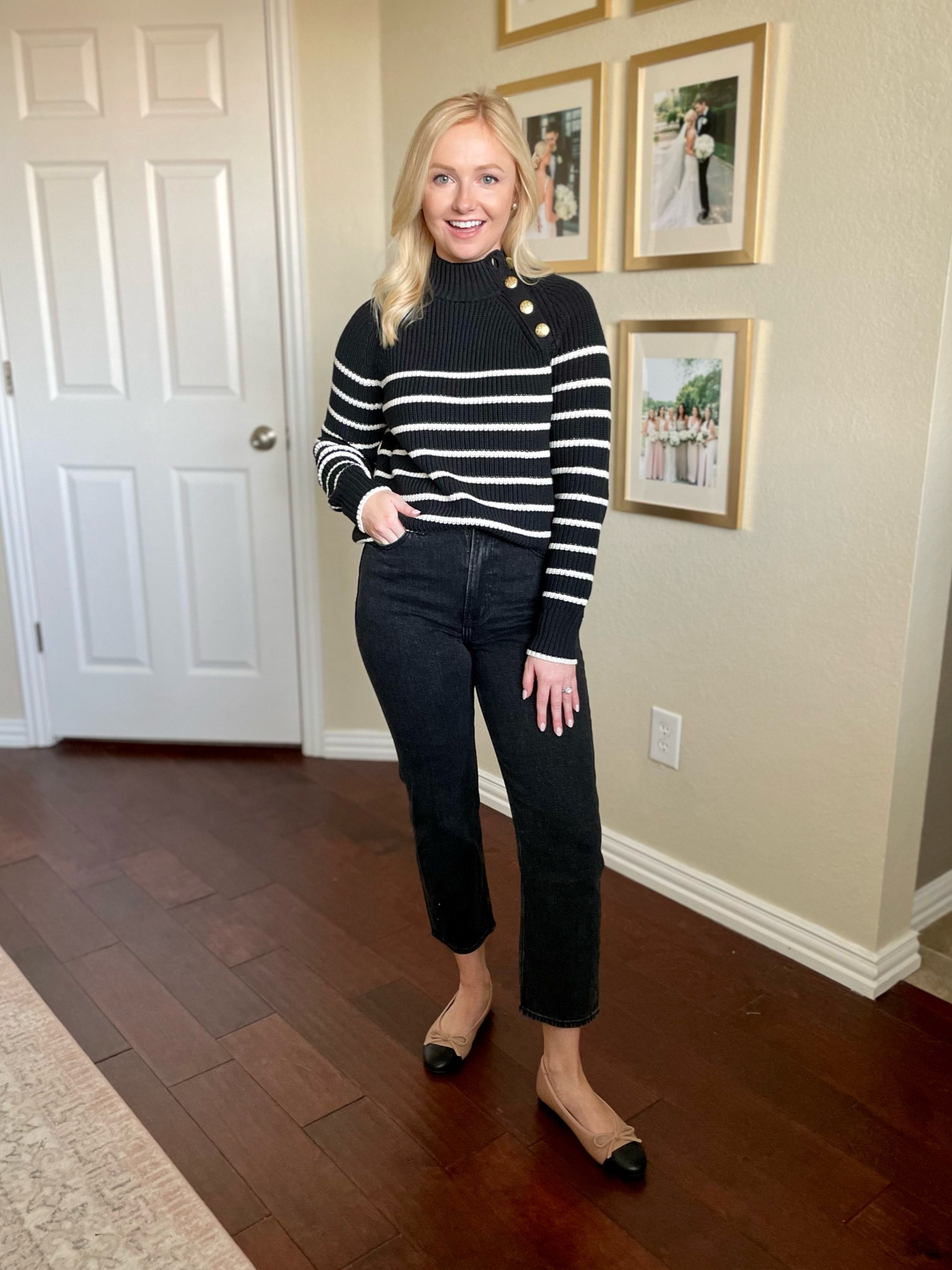 Wearing an XS in sweater and 26S in jeans | black jeans, black sweater, black and white sweater, fall sweater, fall outfit 

#LTKstyletip #LTKfindsunder100 #LTKSeasonal