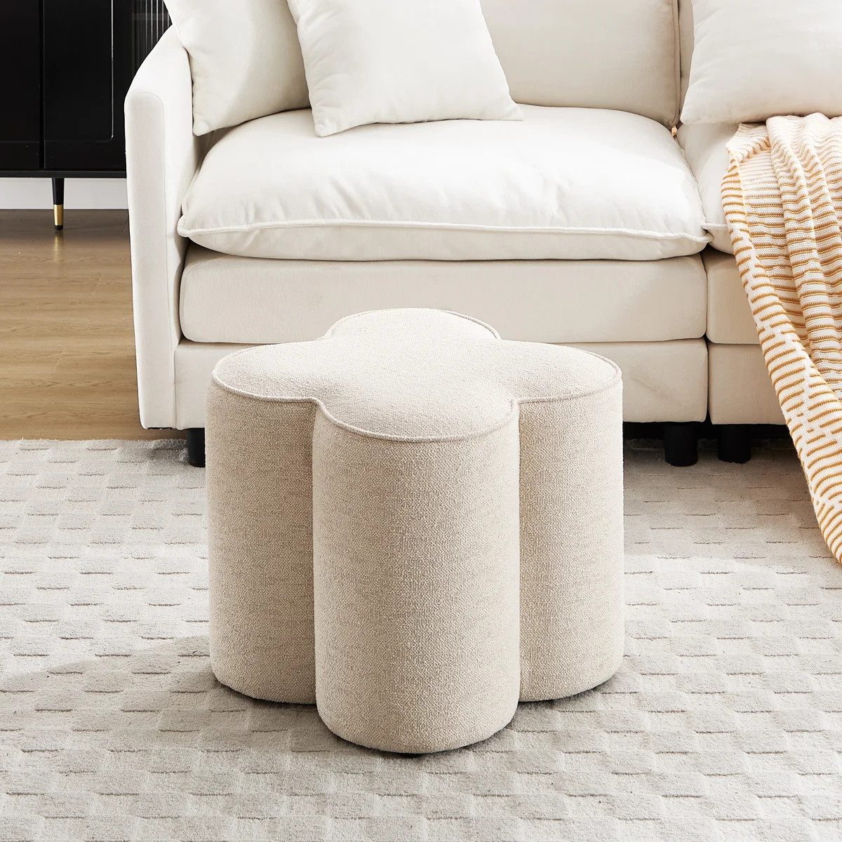 Leiani 18.5" Wide Linen Upholstered Ottoman | Wayfair North America