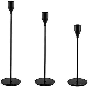 JIUSITANG Matte Black Candle Holders Set of 3,Candle Holder for Candlesticks Suitable for Taper C... | Amazon (US)
