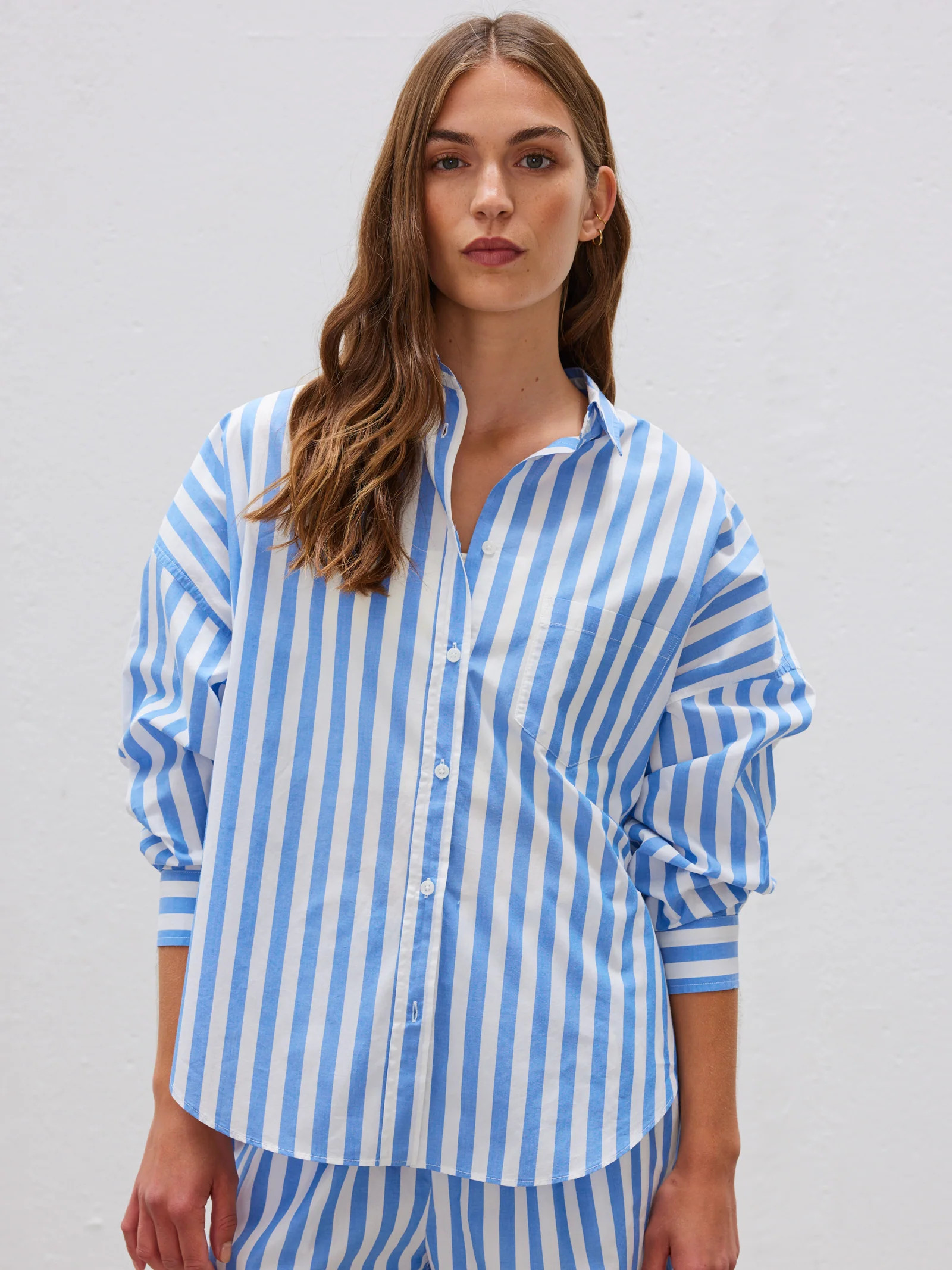 Lmnd - The Chiara Shirt in Tranquil Blue & White Stripe | Glue Store (Australia & NZ)