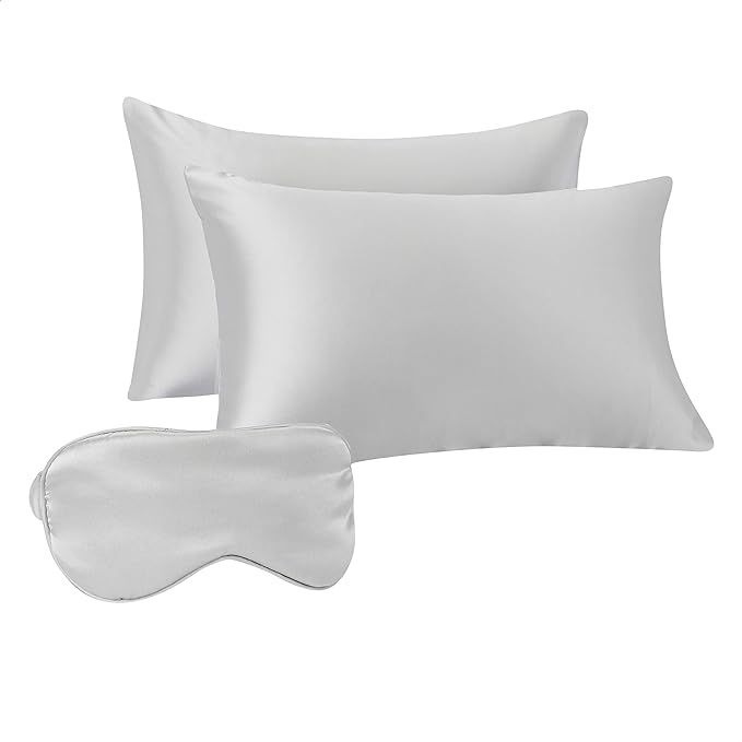 Amazon Basics Satin Sleep Set for Hair and Skin with 2 Pillowcases, Eye-mask, and Travel Pouch - ... | Amazon (US)