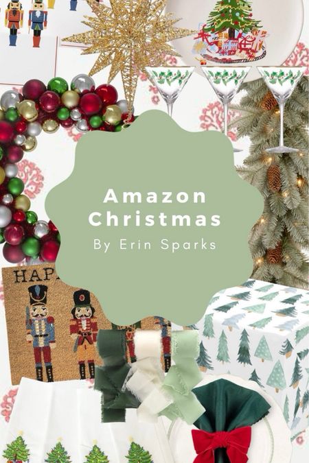 Amazon Christmas decor, holiday entertaining, wrapping paper, festive, ornament wreath, garland, martini glass, holiday dinner party, tablescape 

#LTKhome #LTKHoliday #LTKfindsunder50