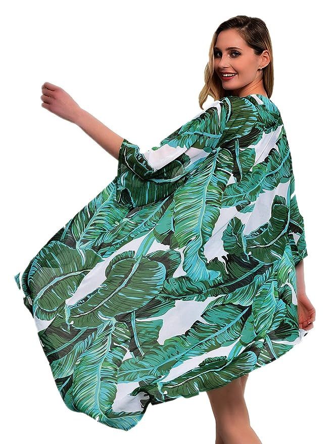 soul young Beach Coverups for Women Floral Kimono Open Front Cardigan Maxi Dress Swimsuit Beachwe... | Amazon (US)