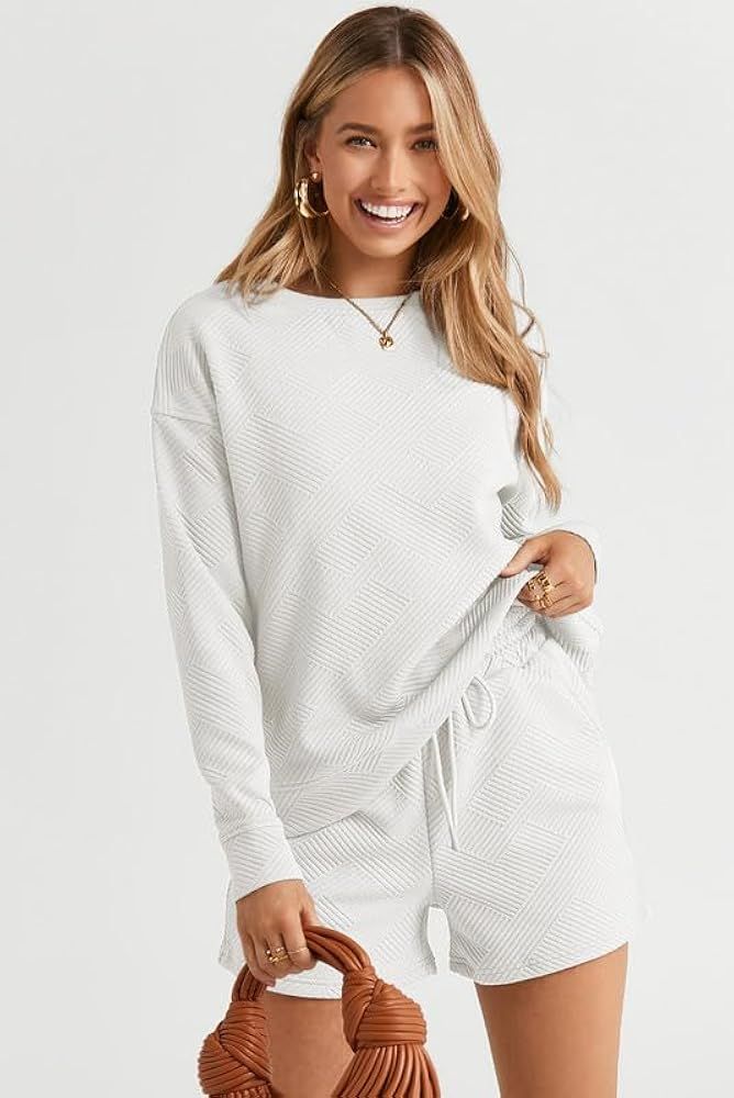SHEWIN Women's 2 Piece Outfits Sweatsuit Casual Long Sleeve Lounge Sets Cozy Pajamas Tracksuit Se... | Amazon (US)