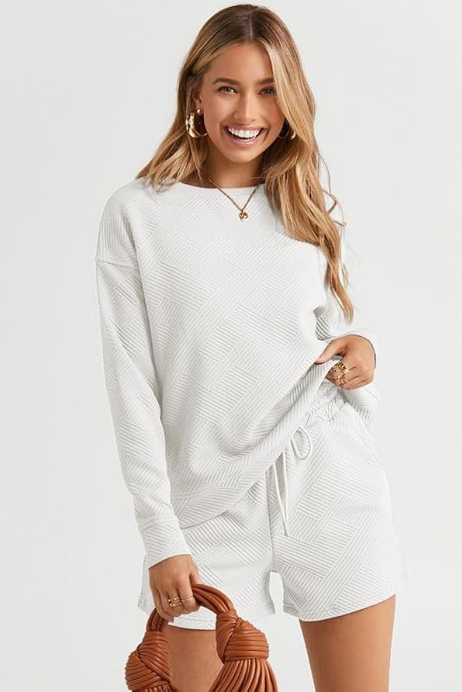 SHEWIN Women's 2 Piece Outfits Sweatsuit Casual Long Sleeve Lounge Sets Cozy Pajamas Tracksuit Se... | Amazon (US)