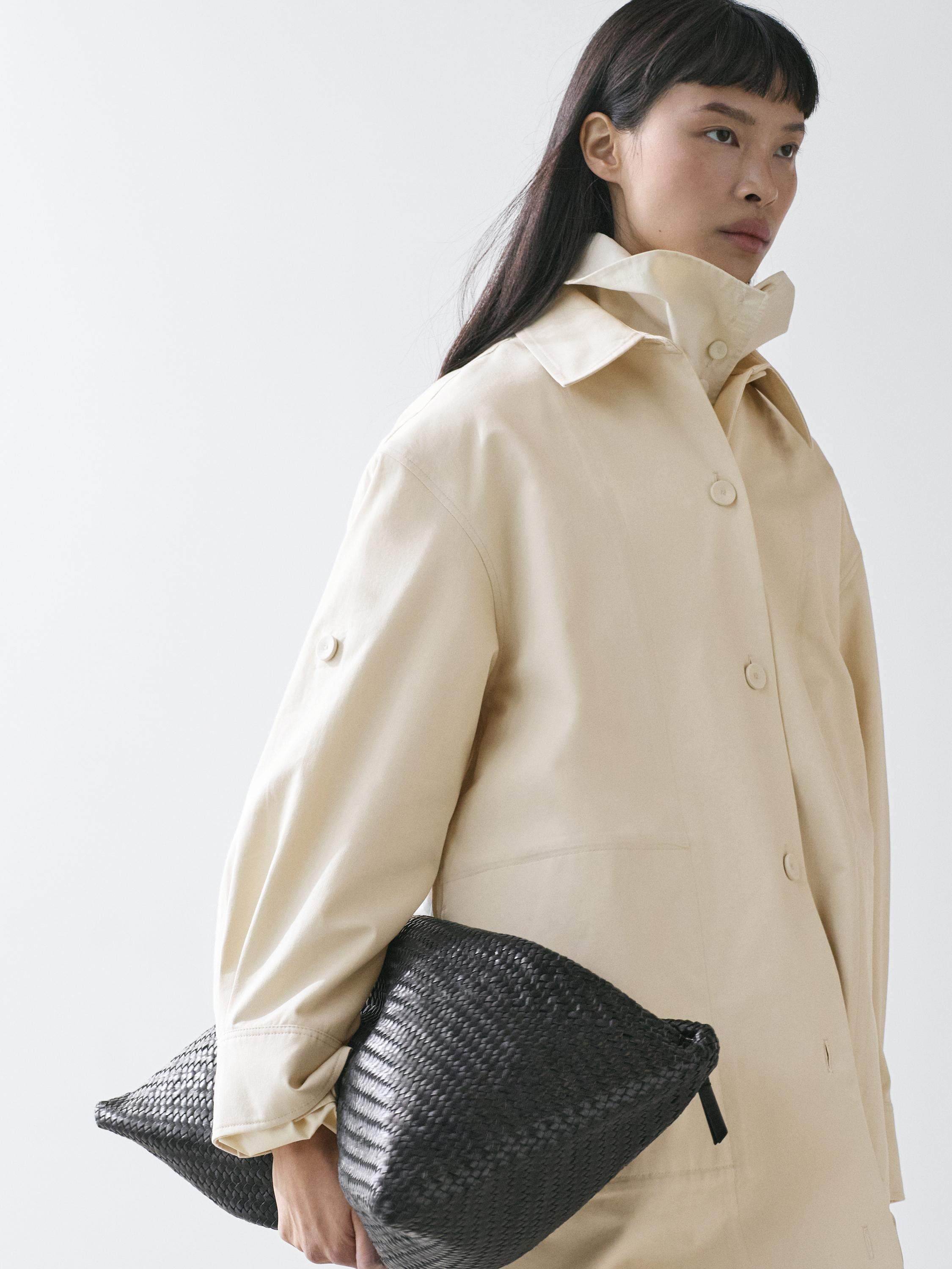 Cotton trench coat with roll-up sleeves | Massimo Dutti UK