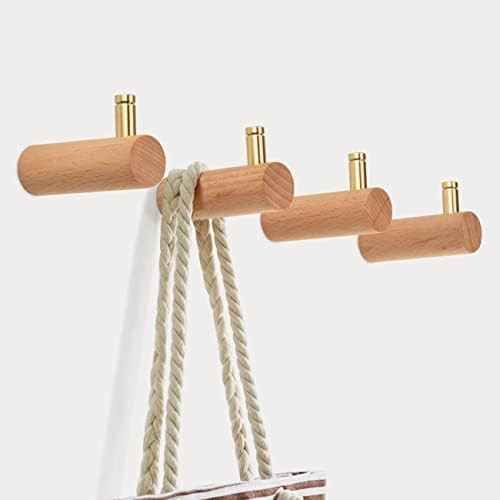 Homode Wall Hooks, Modern Coat Hooks Wall Mounted, 2 Pack Gold Brass Wall Hangers, Decorative Wood P | Amazon (US)
