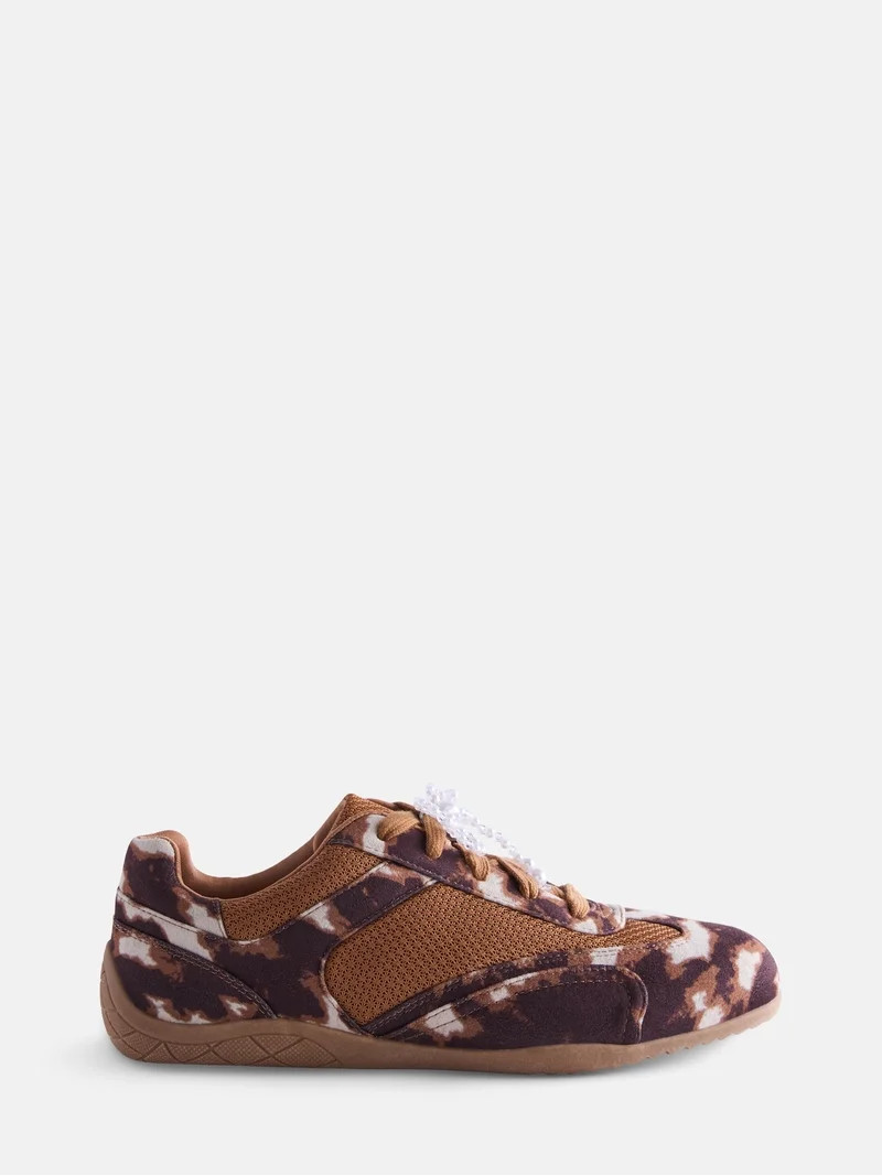 Weekend Academy Girls Beaded Bow Embellished Low Profile Jogger Sneakers | Walmart (US)