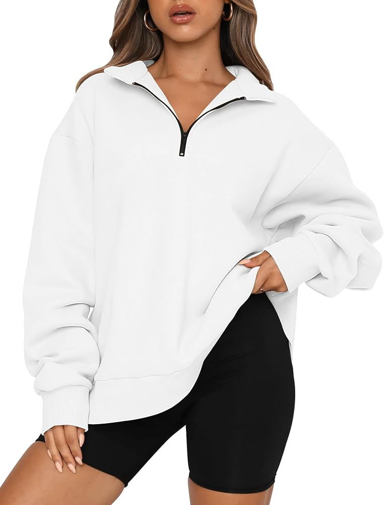 Trendy Queen Women's Oversized Half Zip Fleece Sweatshirts-Cozy Pullover, Sweaters for Fall Winte... | Amazon (US)