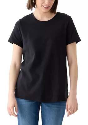 Kim Rogers Women's Short Sleeve Solid T-Shirt, Black, Large | Belk