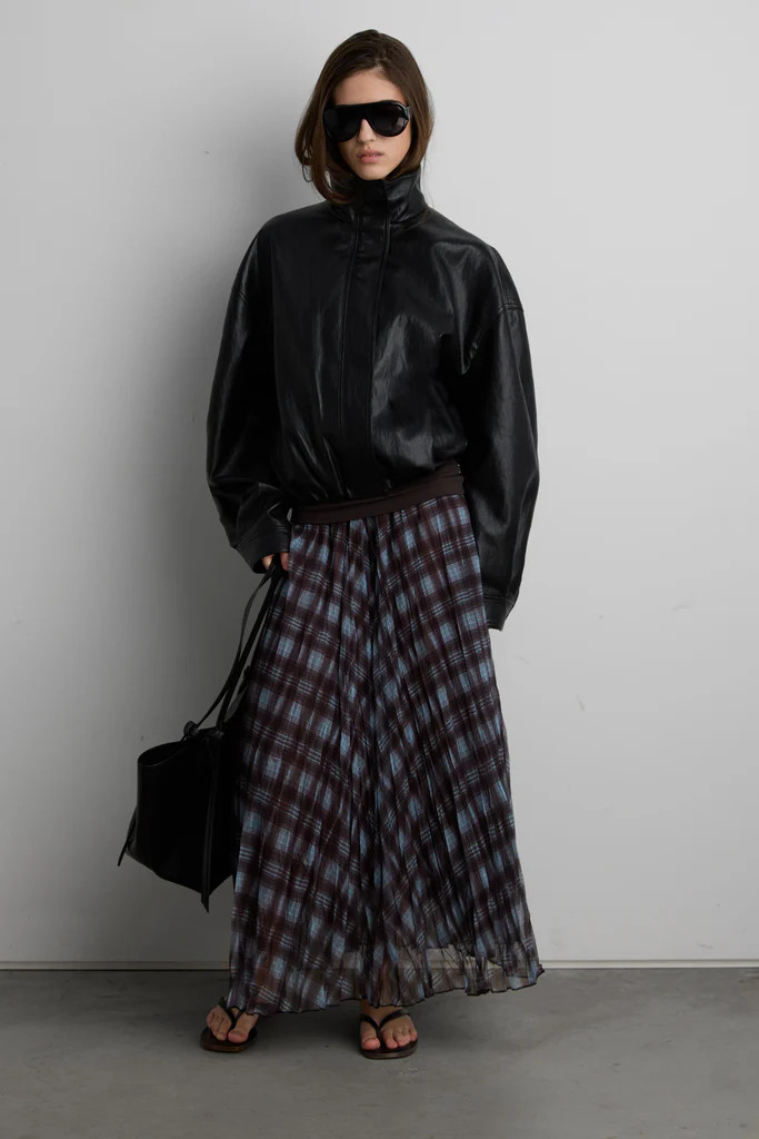 VEGAN LEATHER FUNNEL NECK JACKET | OAK + FORT