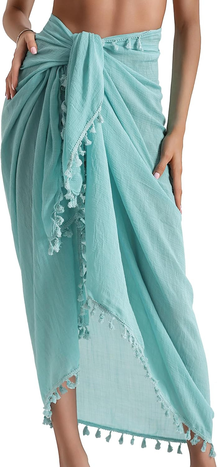 Sarong Cover Up Womens Beach Cover Up Bikini Bathing Suit Swimsuit Swimwear Coverup Sarong Pareo Wraps for Women | Amazon (US)