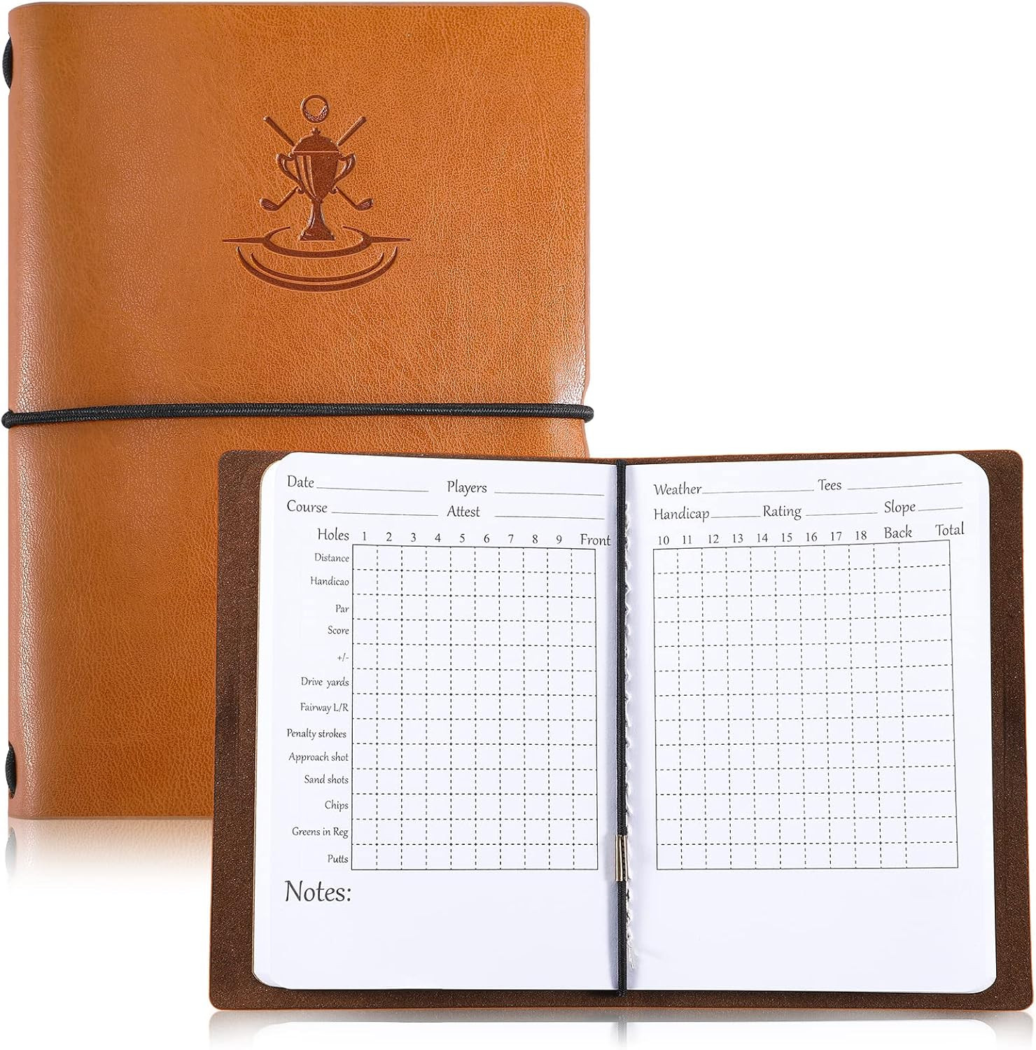Chinco Golf Scorecard Book Golf Yardage Book Back Pocket Leather Golf Journal Notebook for Sports... | Amazon (US)