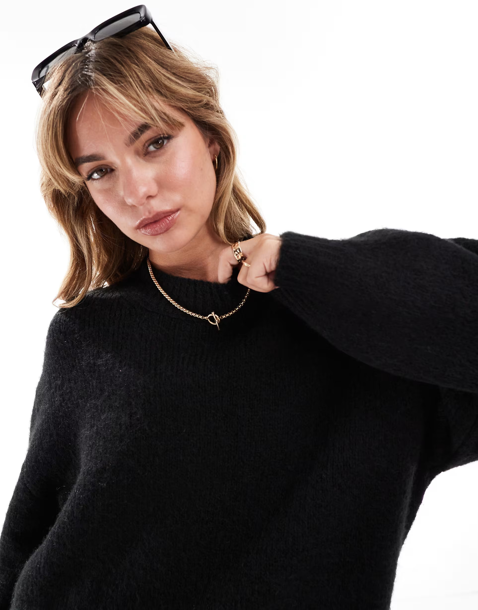 ASOS DESIGN oversized crew neck jumper in black | ASOS (Global)