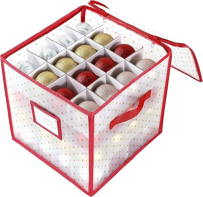 Plastic Christmas Ornament Storage Box – Holds Ornaments up to 2.75", Double Zipper Closure, Du... | Amazon (US)