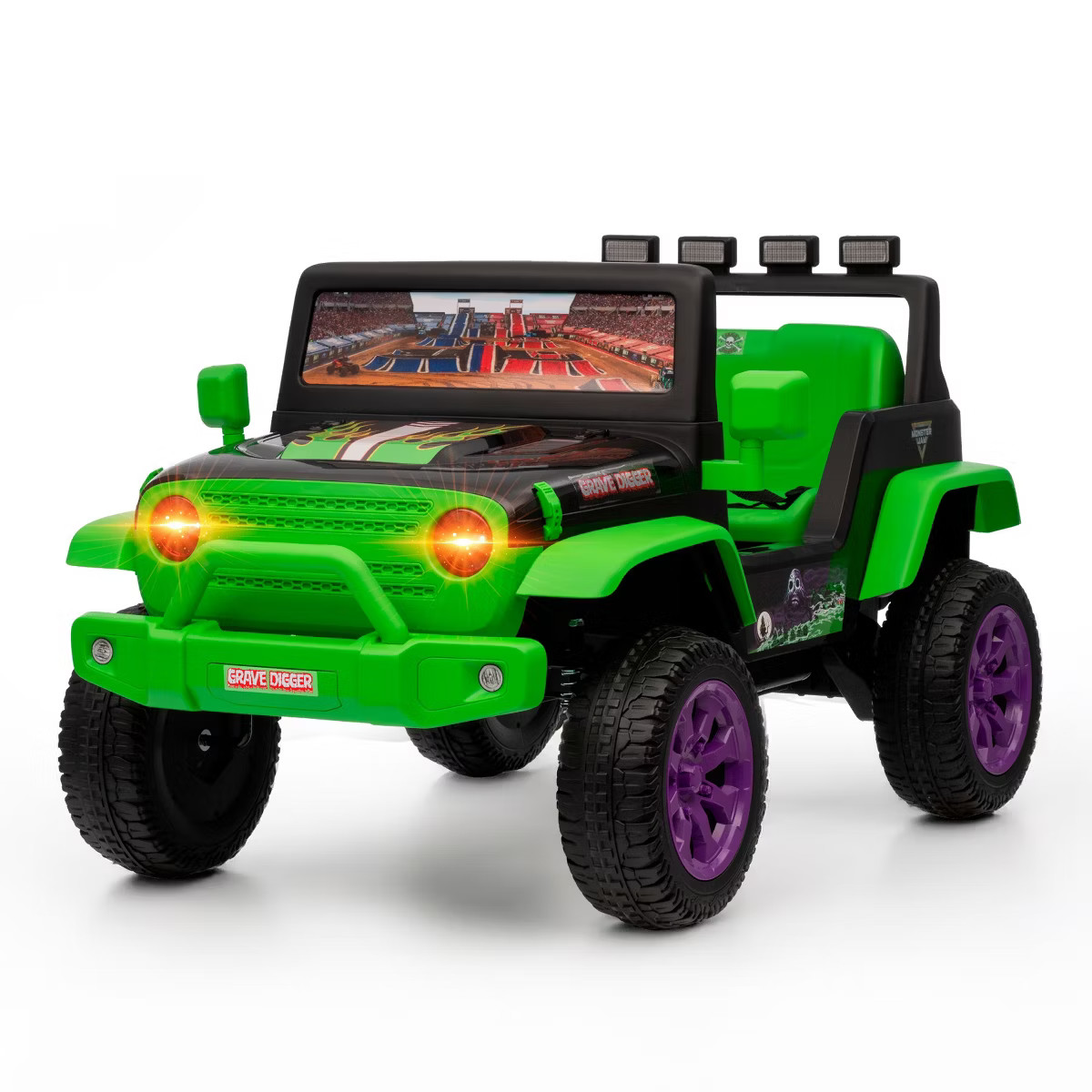 12V Adventure Ride-On Car - Monster Jam Kids Ride‑On Car with Rechargeable Battery, LED Headlig... | Target