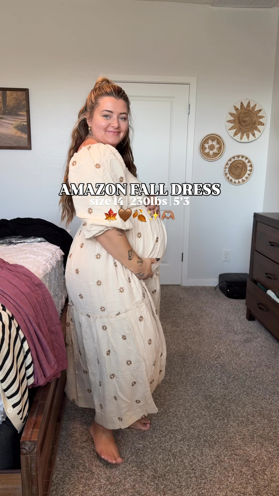 The most dreamy fall dress 🍁🤎🫶🏽 wearing a XL. 

Amazon. Dress. Fall. Midsize. Pregnancy. 

#LTKFindsUnder50 #LTKMidsize #LTKStyleTip