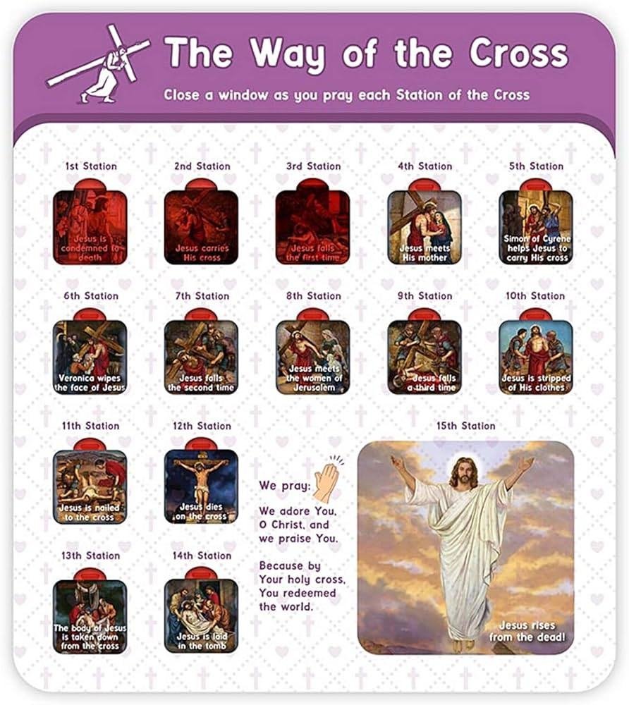 The Way of The Cross Window Chart Learning Activity for Catholic Kids, Vacation Bible School, Chr... | Amazon (US)