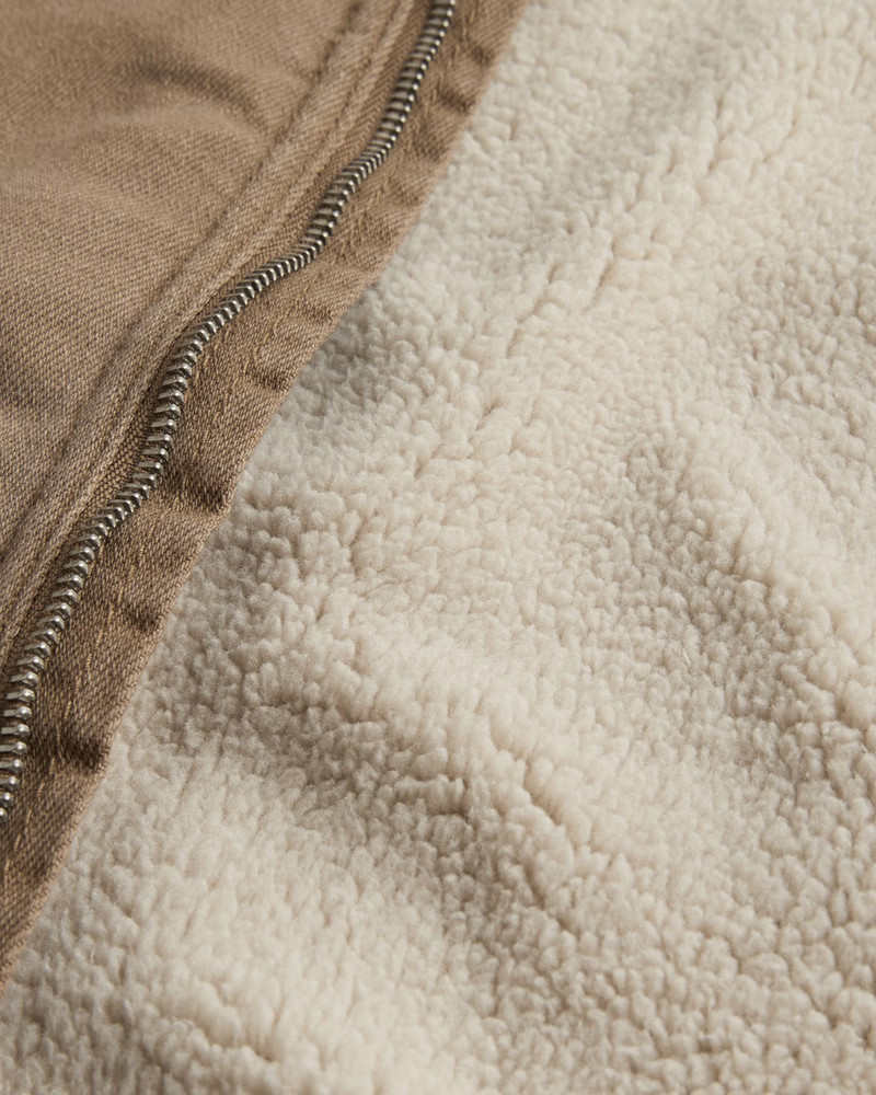 Sherpa-Lined Hooded Twill Jacket | Hollister (US)