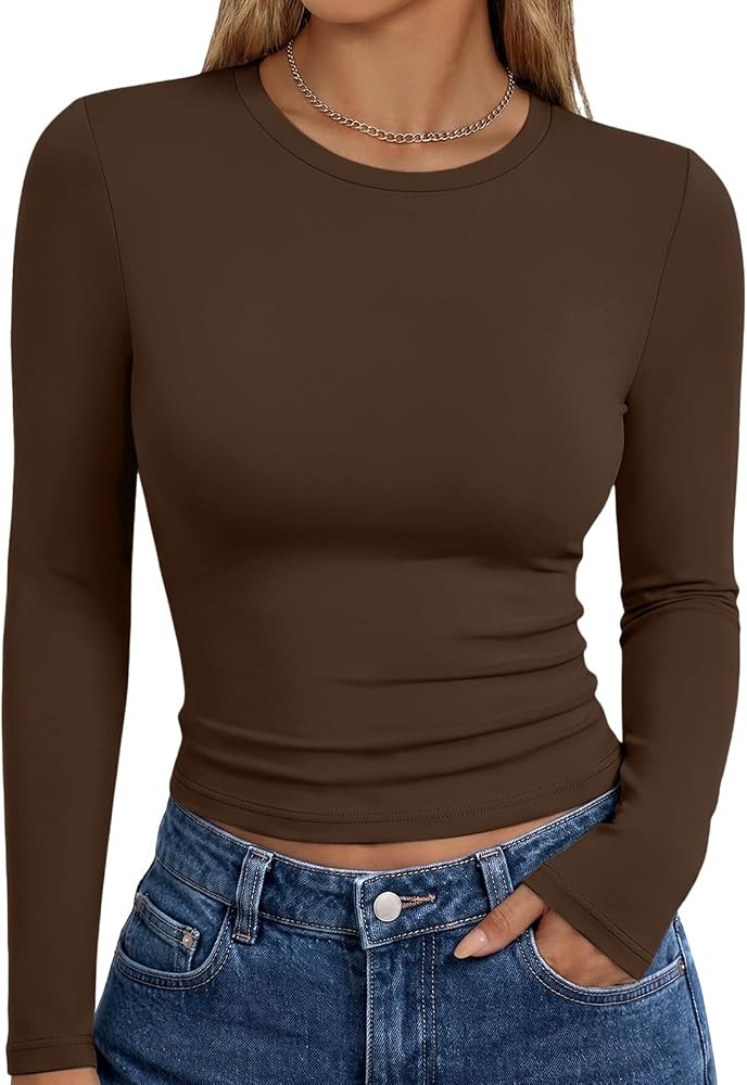 Trendy Queen Womens Long Sleeve T Shirts Fall Fashion Basic Y2K Tops 2026 | Amazon (US)