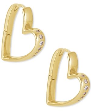 Kendra Scott 14k Gold-Plated Small Cubic Zirconia Heart Hoop Earrings | Macys (US)