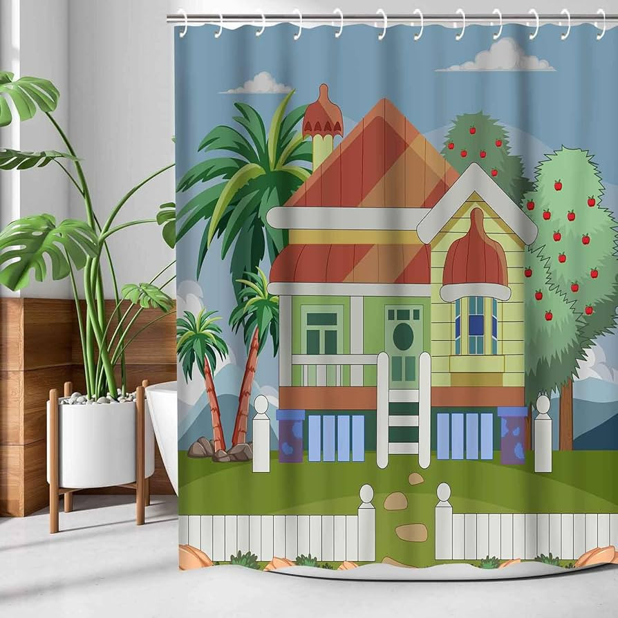 Kids Shower Curtain, Blue Cartoon Bathroom Decor Blue Theme Decorative 72x72 Shower Curtain for G... | Amazon (US)