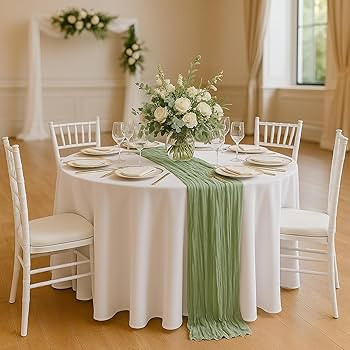 10 Pack Sage Green Spring Cheesecloth Table Runner, 120 Inch Boho Gauze Table Runners, Rustic She... | Amazon (US)