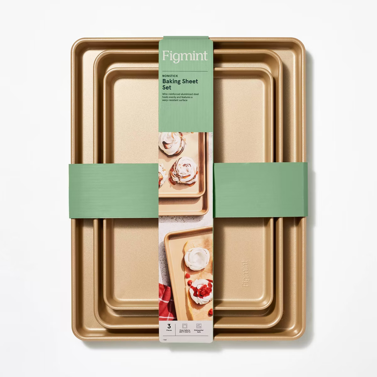 3pc Nonstick Baking Sheet Set Gold - Figmint™ | Target