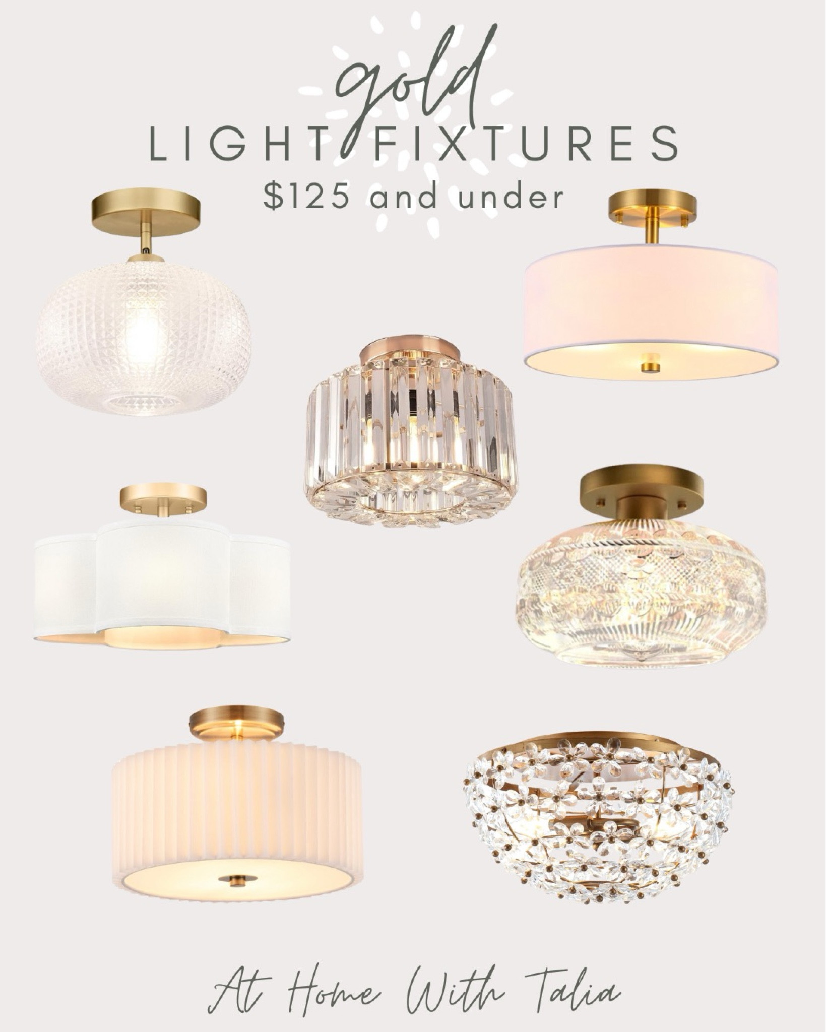 Gold semi-flush mount light fixtures I loved and were debating to use for my moody half bath! I feel like they give off the perfect amount of vintage vibes. 

#LTKhome #LTKfindsunder50 #LTKfindsunder100