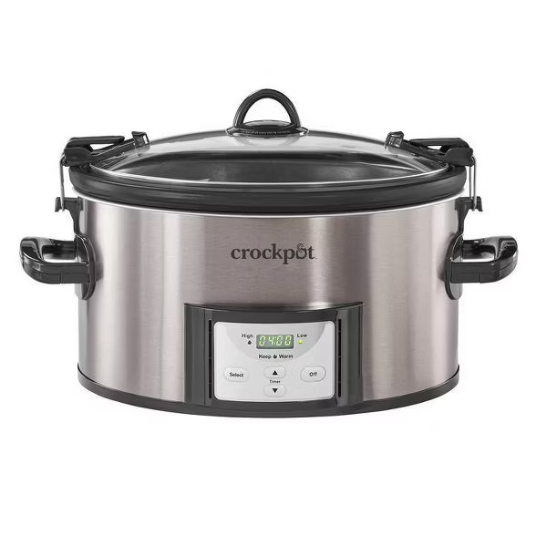 Crock Pot 7qt Cook & Carry Programmable Easy-Clean Slow Cooker - Premium Black Stainless Steel | Target