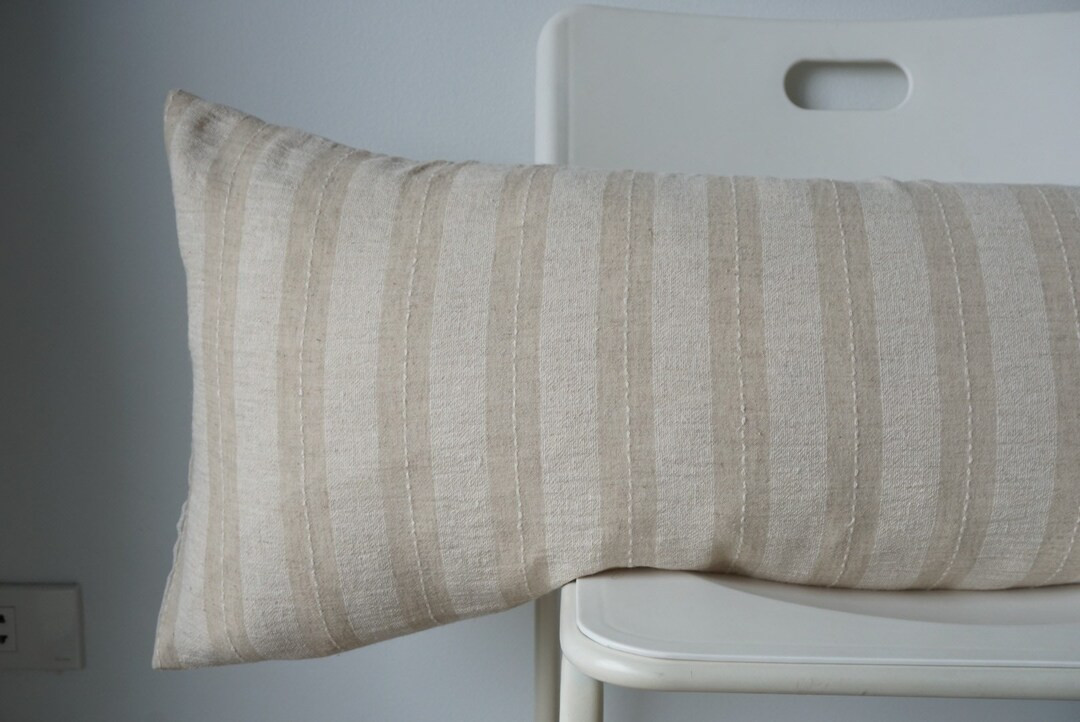 Neutral Hemp Lumbar Pillow Cover - Etsy | Etsy (US)